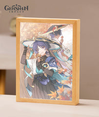 Genshin Character Hu Tao Ganyu Paper Carving Lamp Creative 3D Night Light