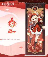 Genshin Mondstadt Character Hanging Wall Scroll Poster Home Decor Klee Mona Venti