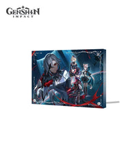 Arlecchino Two Worlds Aflame, the Crimson Night Fades Acrylic Block