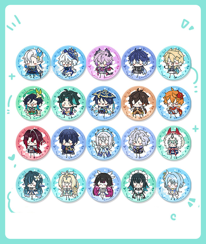 Genshin Impact Chibi Stick Figure Badges