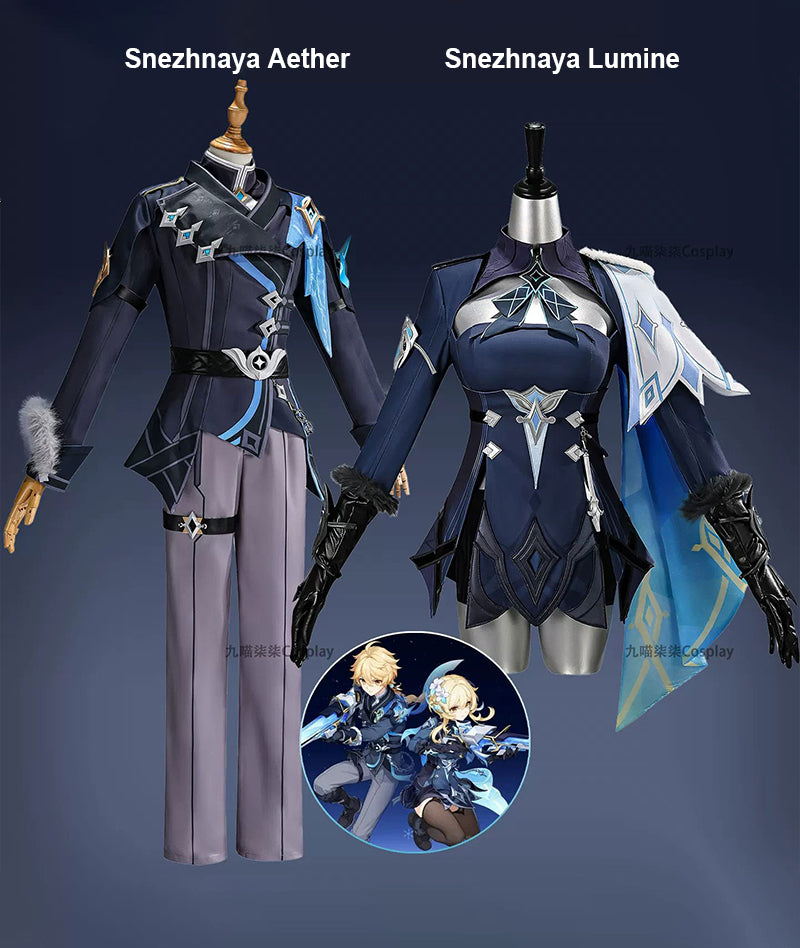 Genshin Impact Snezhnaya Aether & Lumine Cosplay Costume Set