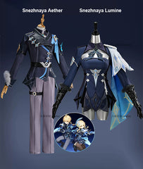 Genshin Impact Snezhnaya Aether & Lumine Cosplay Costume Set
