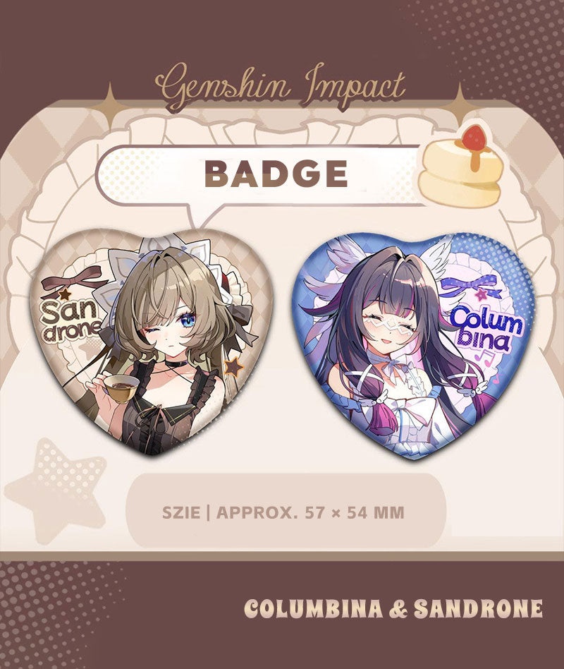 Columbina & Sandrone Heart Shaped Badges