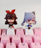 Amber and Keqing Artisan Keycaps