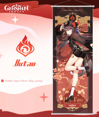 Genshin Liyue Character Hanging Wall Scroll Poster Home Decor Ganyu Zhongli Xiao