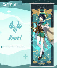 Genshin Mondstadt Character Hanging Wall Scroll Poster Home Decor Klee Mona Venti