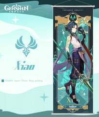 Genshin Liyue Character Hanging Wall Scroll Poster Home Decor Ganyu Zhongli Xiao