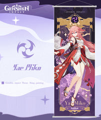 Genshin Inazuma Character Hanging Wall Scroll Poster Home Decor Yae Miko Raiden Shogun