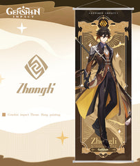 Genshin Liyue Character Hanging Wall Scroll Poster Home Decor Ganyu Zhongli Xiao