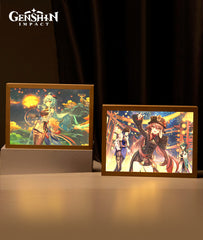 Genshin Character Hutao Ganyu Paper Carving Lamp Creative 3D Night Light