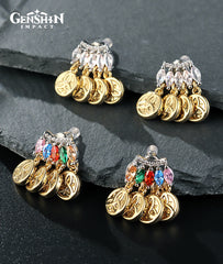 Genshin Impact Mora Ear Stud Earring Chic Tassel Jewelry