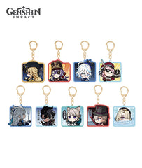 Fontaine Chibi Character Expression Sticker Keychains