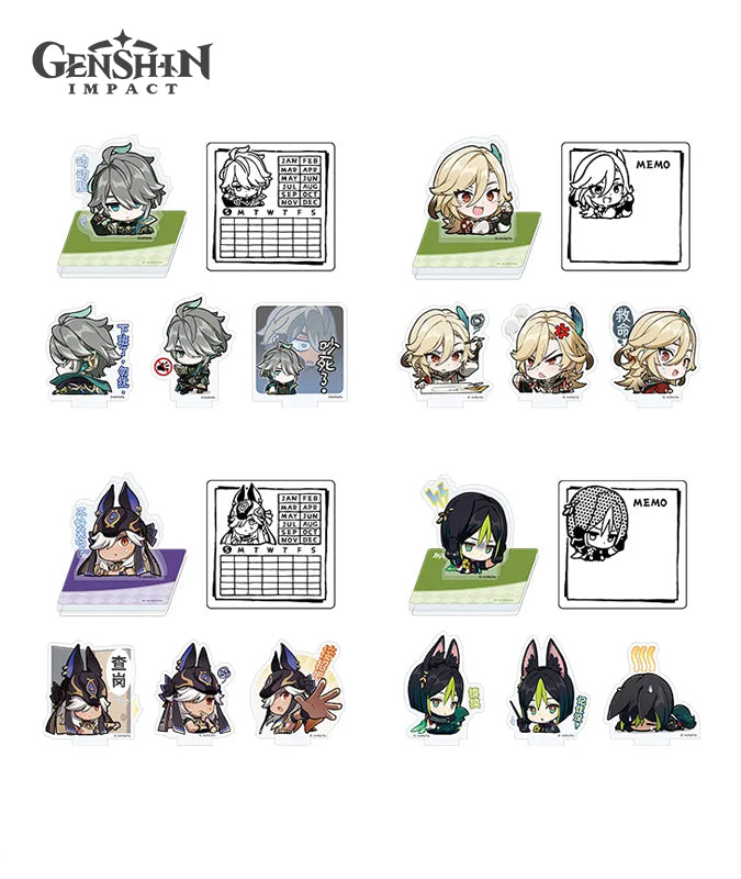 Genshin Impact Chibi Character Calendar Stamp