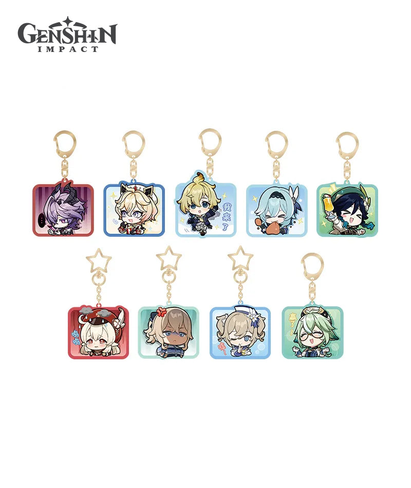 Genshin Impact Mondstadt Character Chibi Expression Acrylic Keychain
