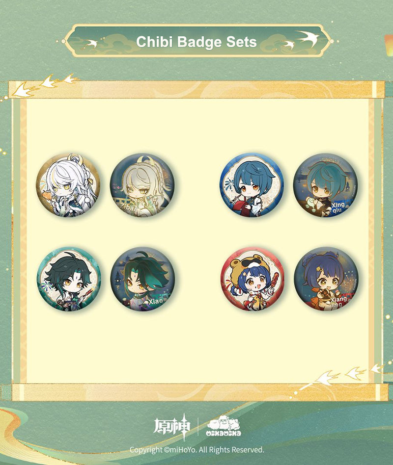 Genshin Impact × MikaMika Pop-Up Chibi Badge Set