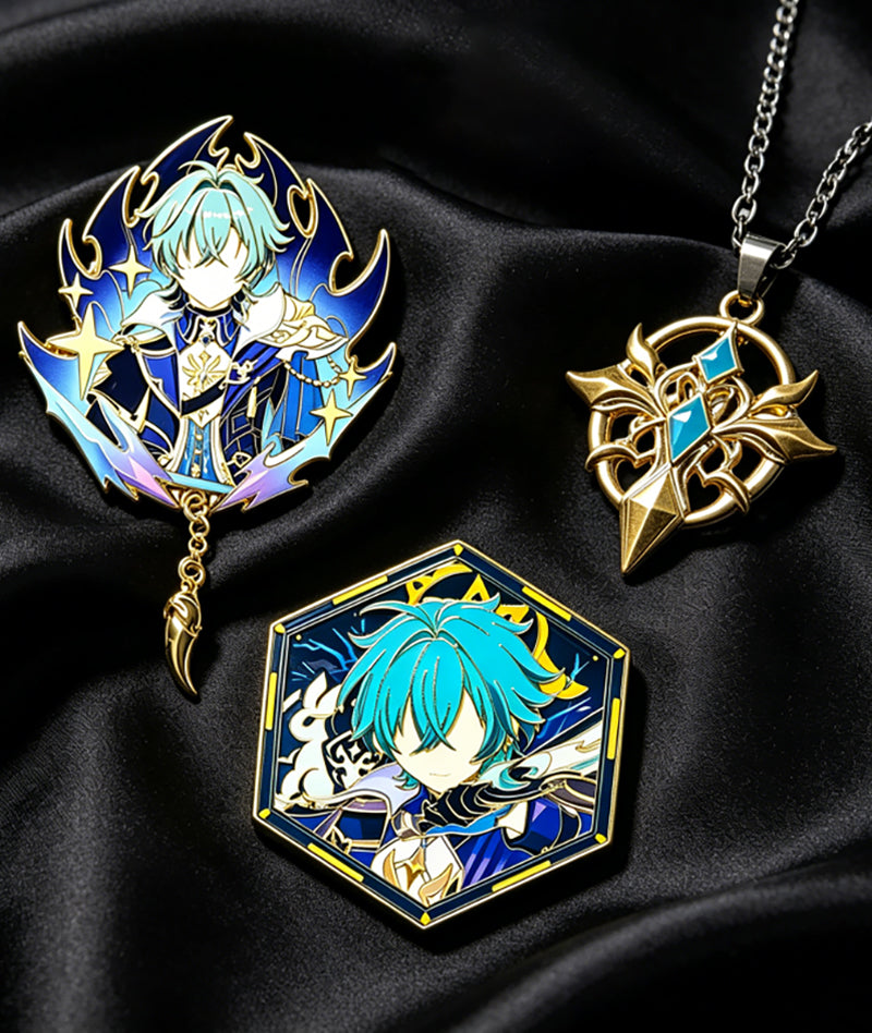 Lohen Metal Pin Badge & Necklace